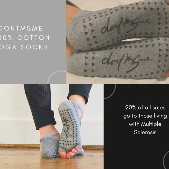 Gray Non Slip Toeless Pilates Socks for Women - Picture 5 of 5